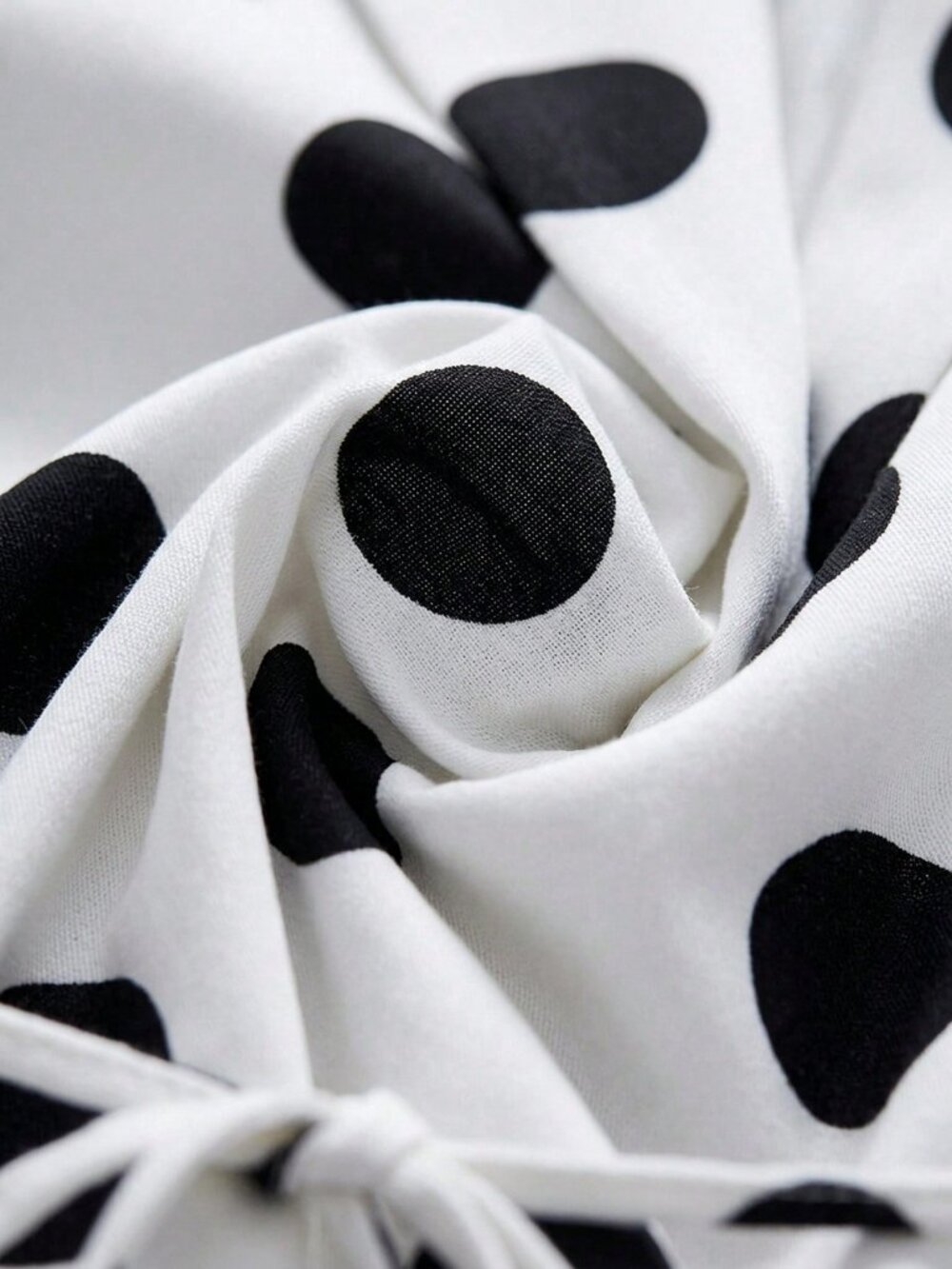 Black White Elegant Women's Polka Dot Oversized Structured Cinched Waist Blazer - Picture 8 of 8
